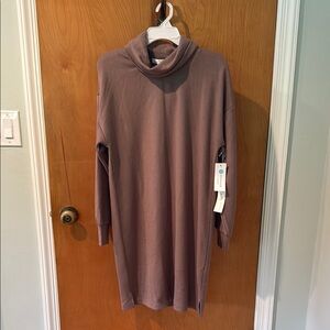 Taupe Turtleneck Sweater Dress